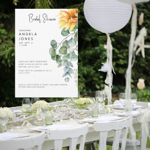 Elegant Eucalyptus Sunflower Bridal Shower II Invitation
