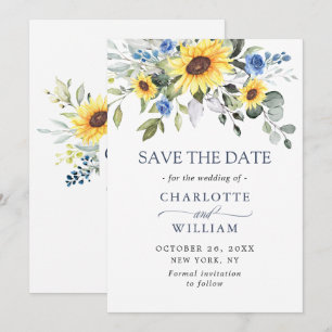 Elegant Eucalyptus Sunflower Floral Wedding Save T The Date