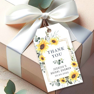 Elegant Eucalyptus Sunflowers Favour Thank You Gift Tags