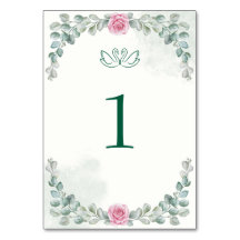 Elegant Eucalyptus & Swan Table Tent Number Card