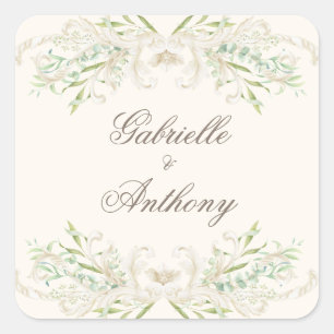 Elegant Eucalyptus Vintage Rustic Wedding Square Sticker