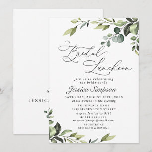 Elegant Eucalyptus Watercolor Bridal Luncheon Invitation
