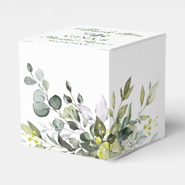 Elegant Eucalyptus Watercolor Bridal Shower Favour Box (Front Side)