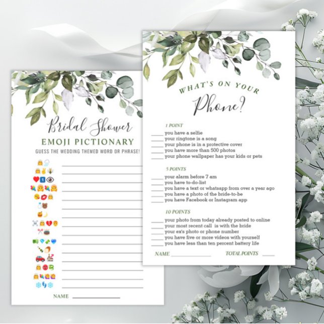 Elegant Eucalyptus Watercolor Bridal Shower Game (Creator Uploaded)