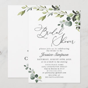 Elegant Eucalyptus Watercolor Bridal Shower Invitation