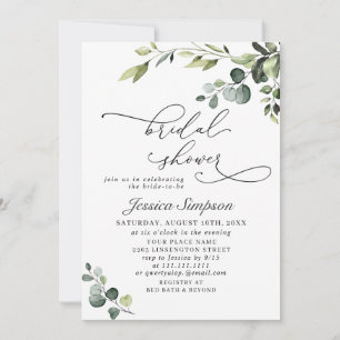 Elegant Eucalyptus Watercolor Bridal Shower Invitation