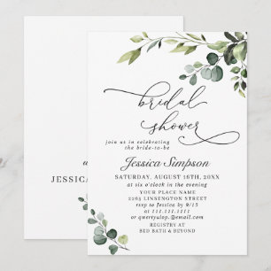 Elegant Eucalyptus Watercolor Bridal Shower Invitation