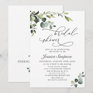 Elegant Eucalyptus Watercolor Bridal Shower Invitation