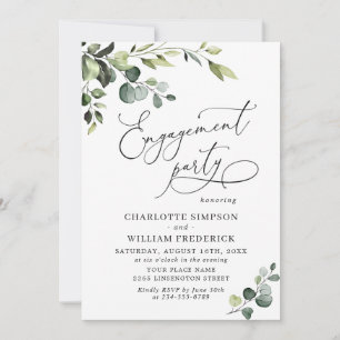 Elegant Eucalyptus Watercolor ENGAGEMENT PARTY Invitation