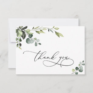 Elegant Eucalyptus Watercolor Floral Thank You Card