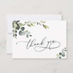 Elegant Eucalyptus Watercolor Floral Thank You Card