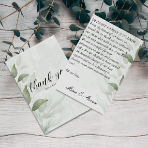 Elegant Eucalyptus watercolor floral wedding Thank You Card
