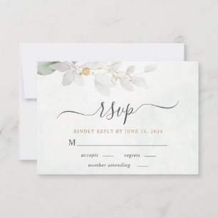 Elegant Eucalyptus Watercolor Sage Green Wedding RSVP Card