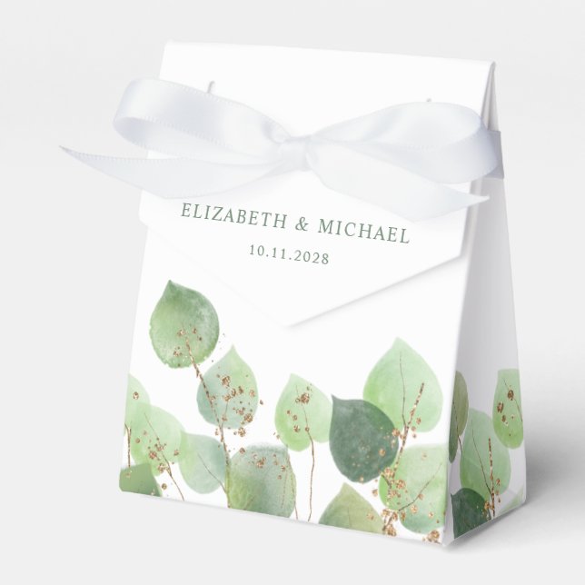 Elegant Eucalyptus Watercolor Thank You Wedding Favour Box (Front Side)