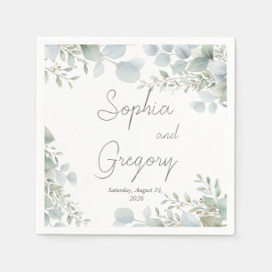 Elegant Eucalyptus Watercolor Wedding Paper Napkin
