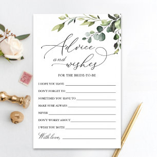 Elegant Eucalyptus Watercolor Wishes & Advice Card