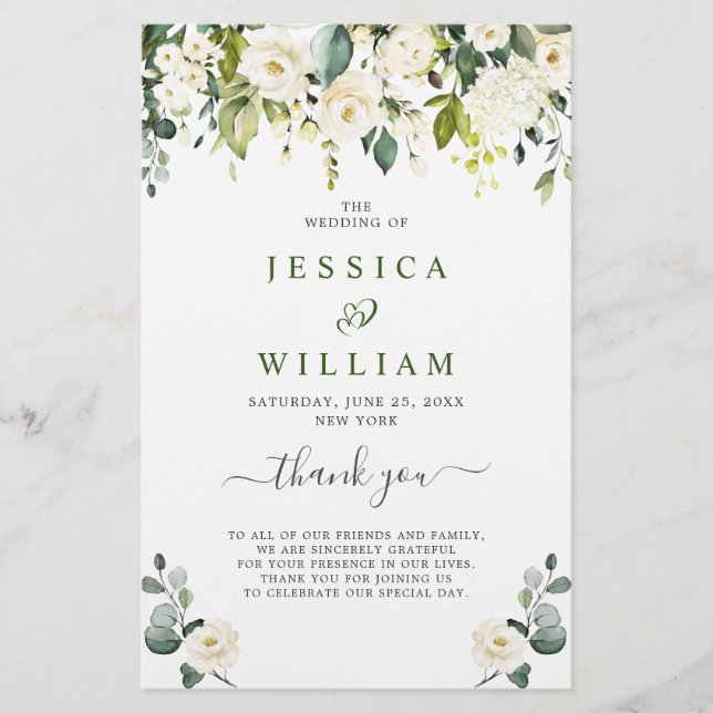Elegant Eucalyptus Wedding Ceremony Program (Front)