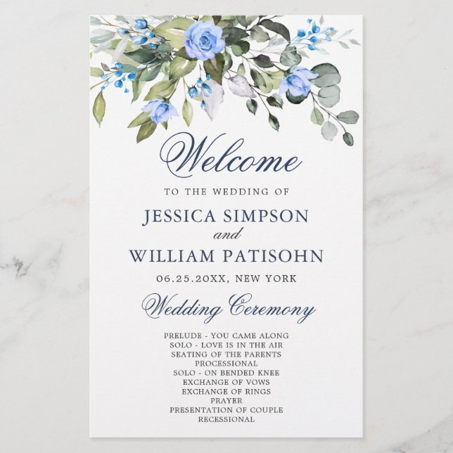 Elegant Eucalyptus Wedding Ceremony Program (Front)