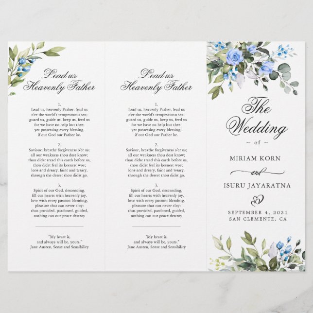 Elegant Eucalyptus Wedding Ceremony Program (Front)