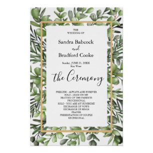 Elegant Eucalyptus Wedding Ceremony Program Hand Poster