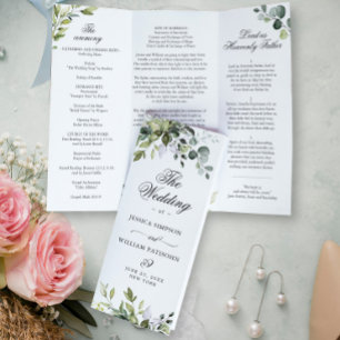Elegant Eucalyptus Wedding Ceremony Program Invitation