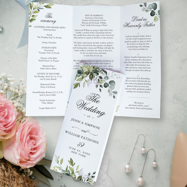 Elegant Eucalyptus Wedding Ceremony Program Invitation (Creator Uploaded)