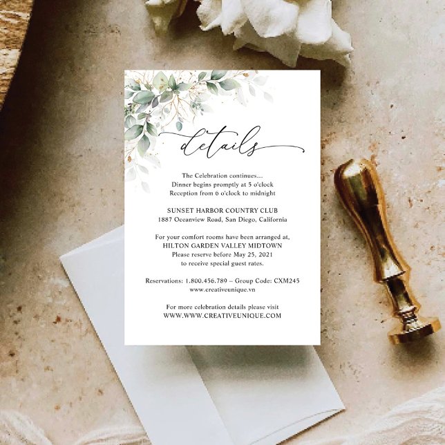 Elegant Eucalyptus Wedding Details Card (Creator Uploaded)