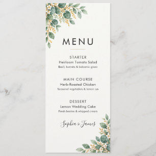 Elegant Eucalyptus Wedding Dinner Menu