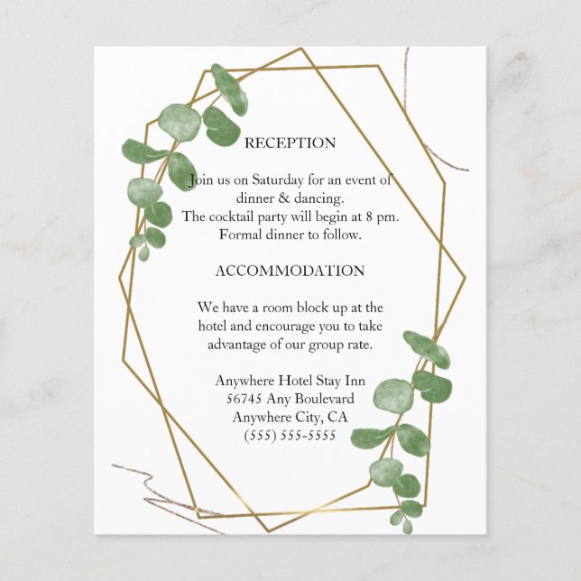 Elegant Eucalyptus Wedding Enclosure Card (Front)