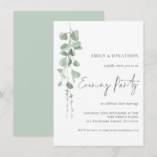 Elegant Eucalyptus Wedding Evening Party Invitation