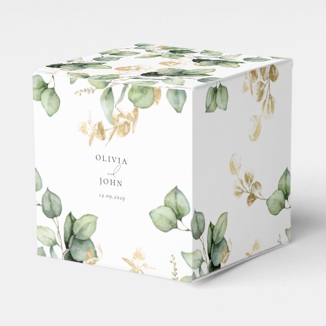 Elegant  Eucalyptus Wedding Favour Box (Front Side)