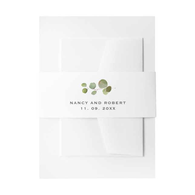 Elegant Eucalyptus Wedding Invitation Belly Band (Front Example)