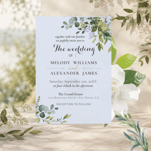 Elegant Eucalyptus Wedding Invitation | Sage Green (Creator Uploaded)