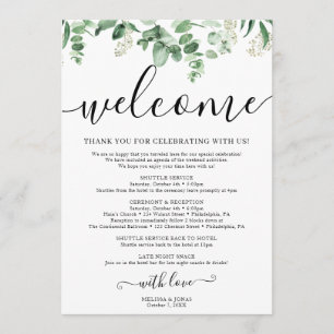 Elegant Eucalyptus Wedding Itinerary Program Programme