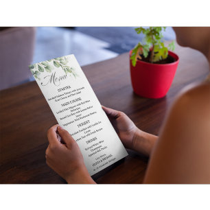 Elegant Eucalyptus Wedding Menu Card