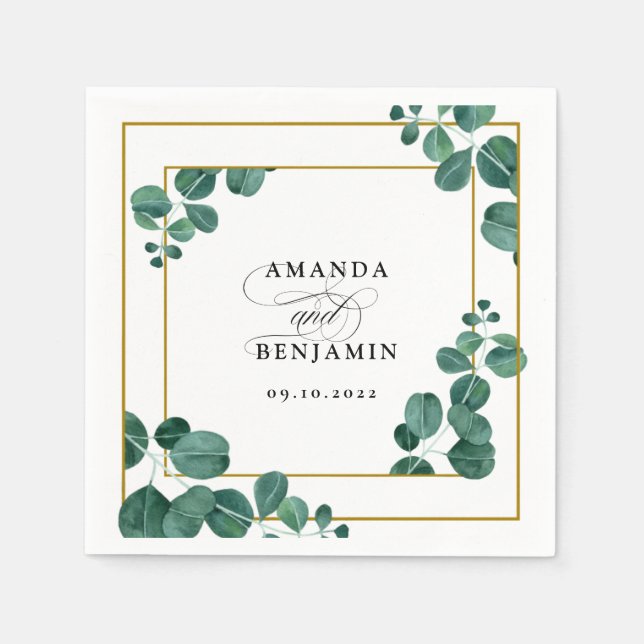 Elegant Eucalyptus Wedding Napkin (Front)