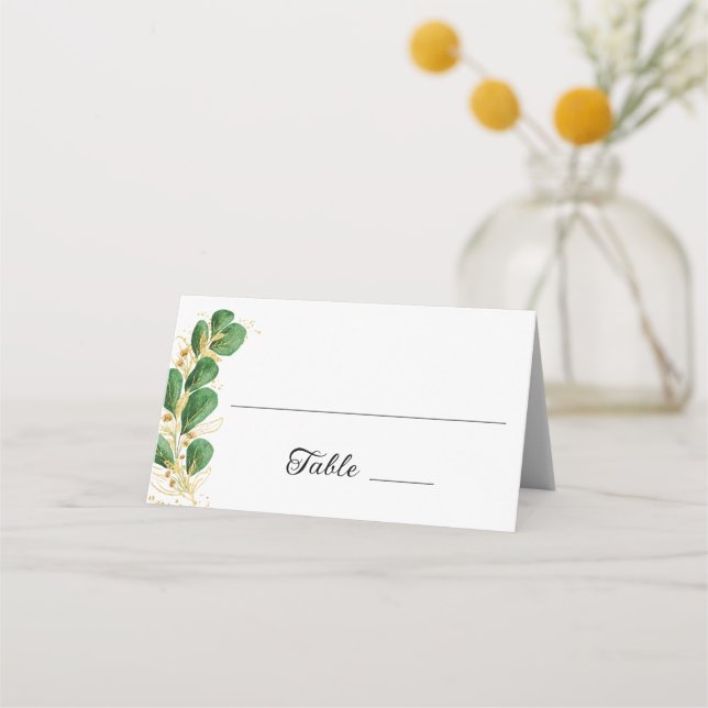 Elegant Eucalyptus Wedding Place Card (Front)
