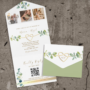 Elegant Eucalyptus Wedding QR Code All In One Invitation