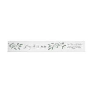 Elegant Eucalyptus Wedding Return Address Wrap Around Label