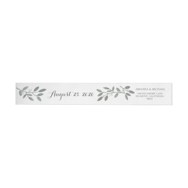 Elegant Eucalyptus Wedding Return Address Wrap Wrap Around Label (Individual)