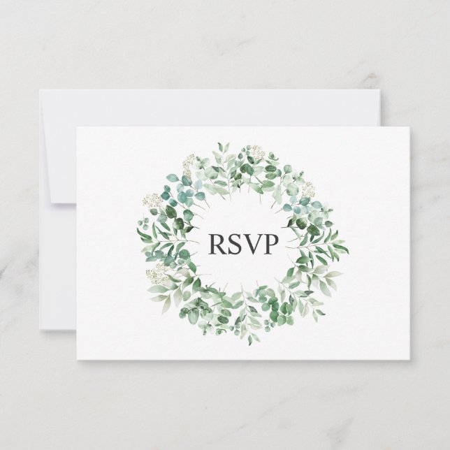 Elegant Eucalyptus wedding RSVP Card (Front)