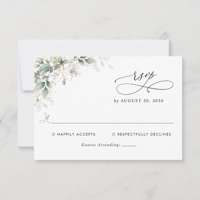 Elegant Eucalyptus Wedding RSVP Card (Front)