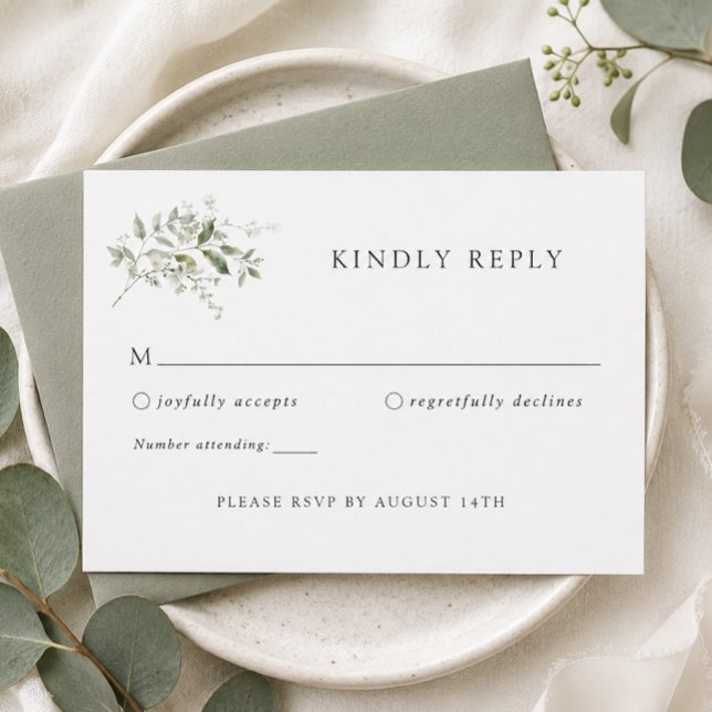 Elegant Eucalyptus Wedding RSVP Response Card (Creator Uploaded)