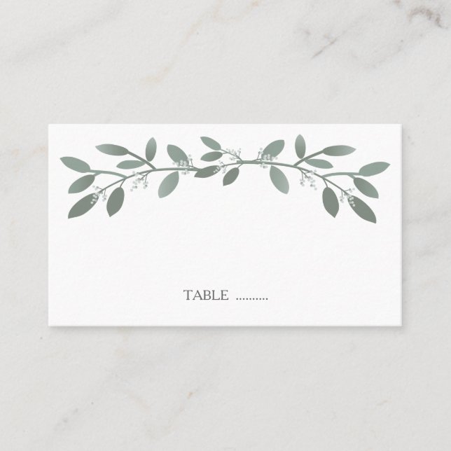 Elegant Eucalyptus Wedding Seating Place Cards (Front)