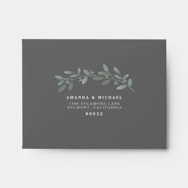 Elegant Eucalyptus Wedding Suite RSVP Envelopes (Front)