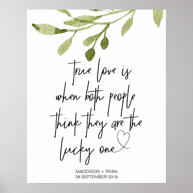 Elegant Eucalyptus Wedding True Love Welcome Poster (Front)