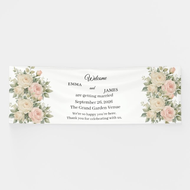 Elegant Eucalyptus Wedding Welcome Banner (Horizontal)