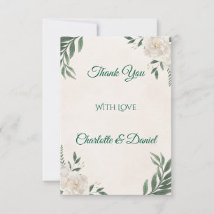 Elegant Eucalyptus White Floral Thank You Card
