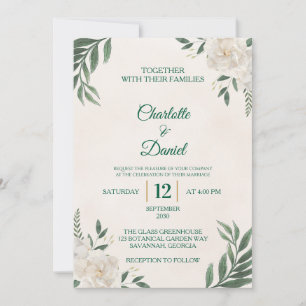 Elegant Eucalyptus White Floral Wedding Invitation