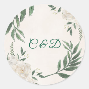 Elegant Eucalyptus White Floral Wedding Sticker